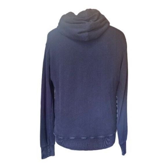 Superdry Hoodie Mens SZ M Blue Logo Pullover Long Sleeve Fleece Sweatshirt - Picture 3 of 7